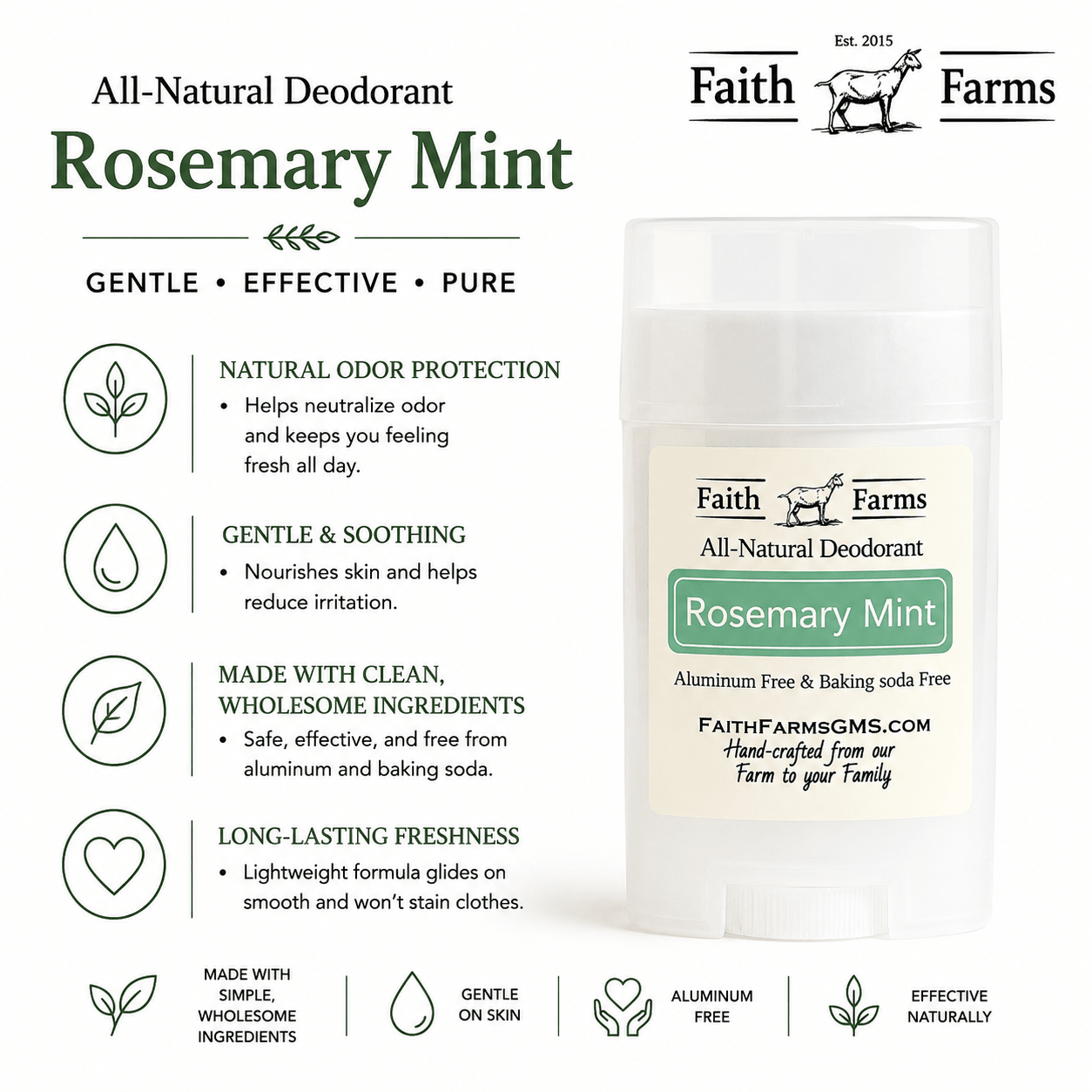 Rosemary Mint Deodorant - Faith Farms Goat Milk Soap