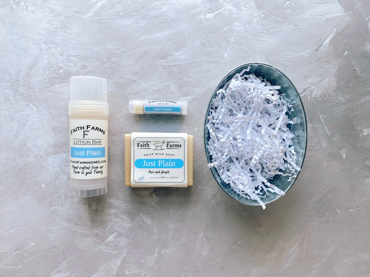 Just Plain Gift Set - Tin Bucket - Faith Farms Goat Milk Soap