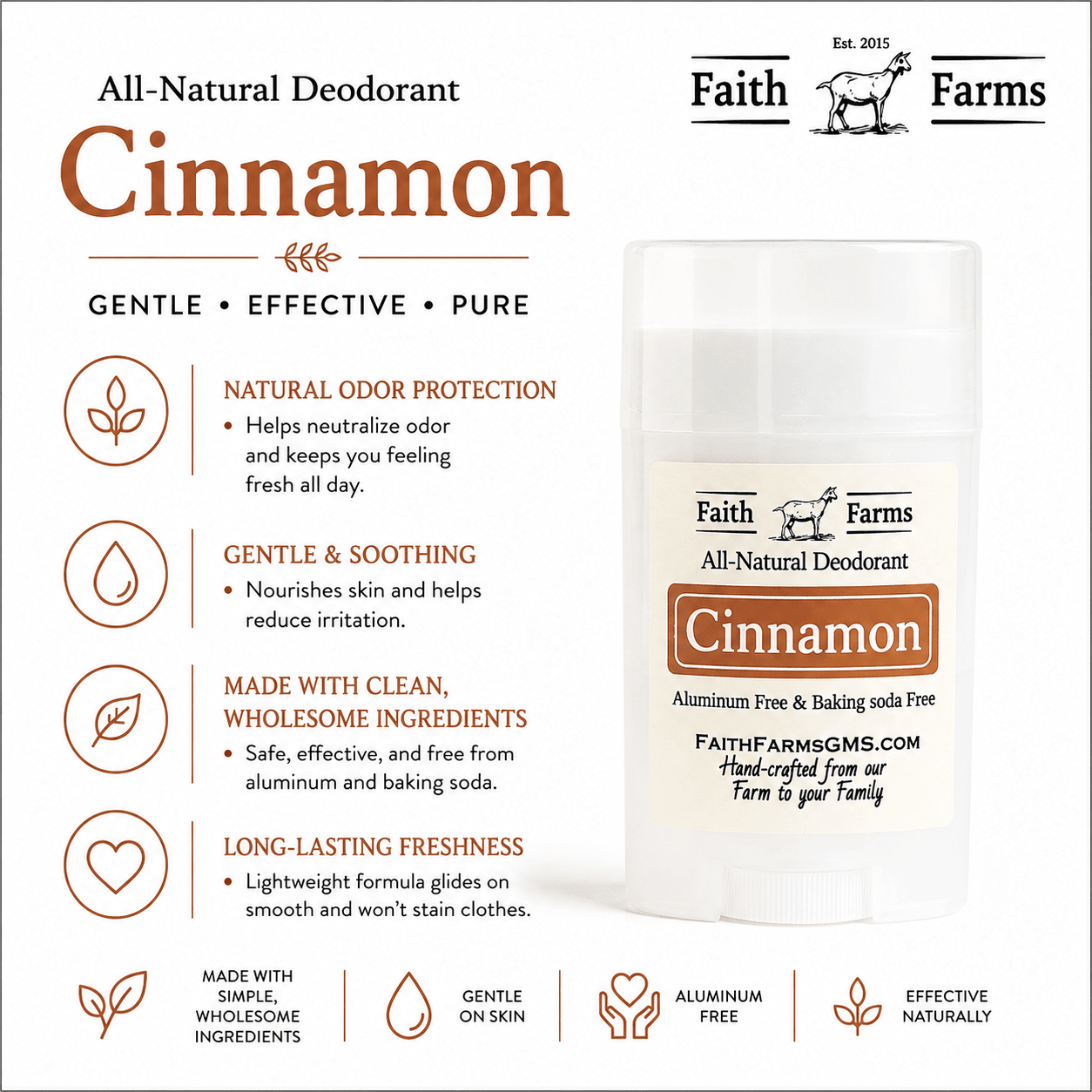 Cinnamon Deodorant - Faith Farms Goat Milk Soap