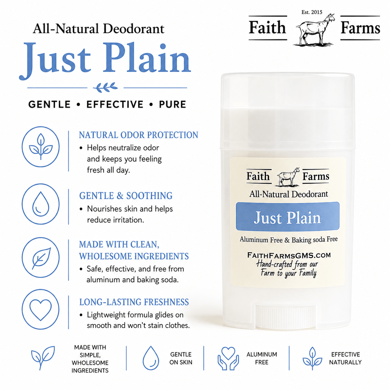 Just Plain Deodorant - Faith Farms Goat Milk Soap