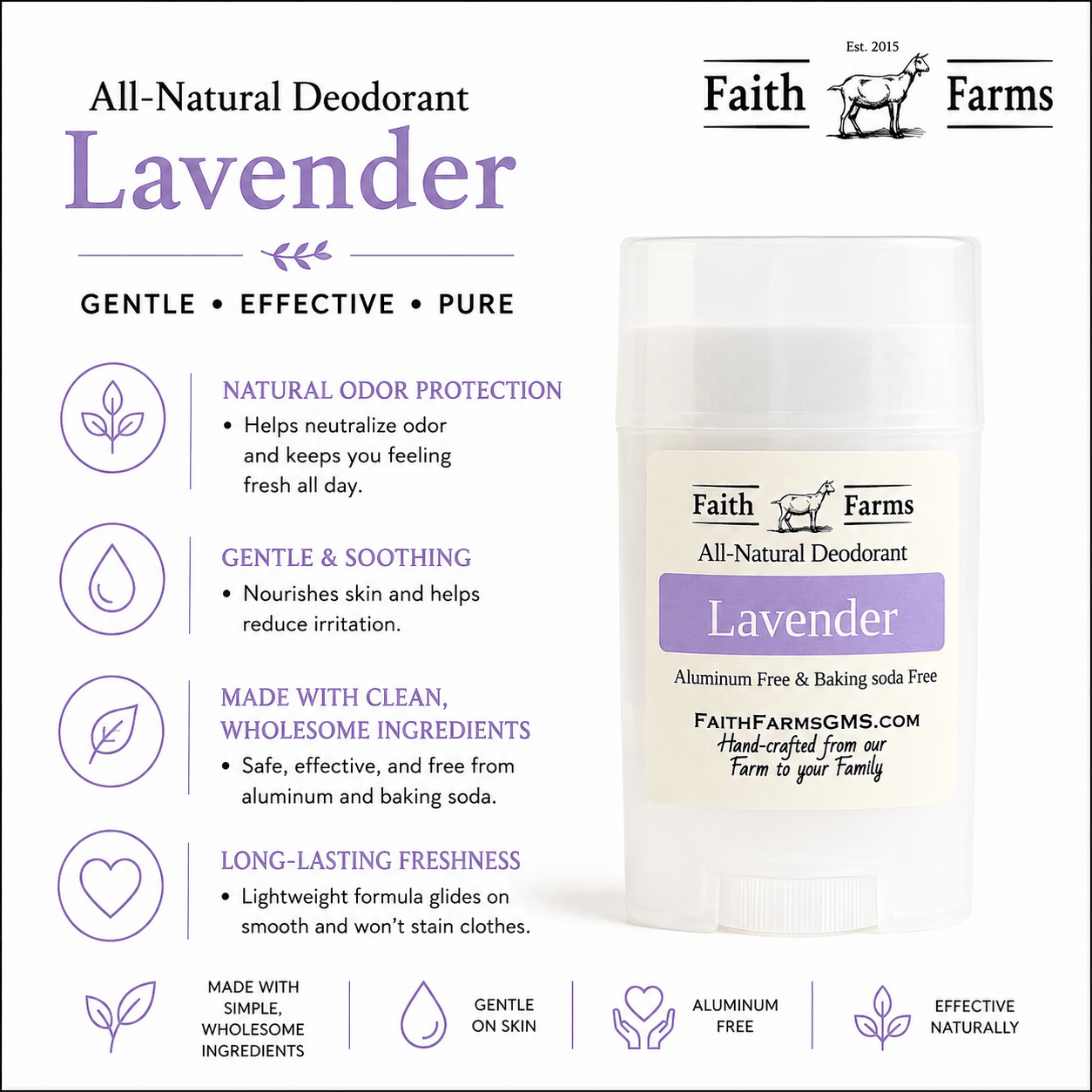 Lavender Deodorant - Faith Farms Goat Milk Soap