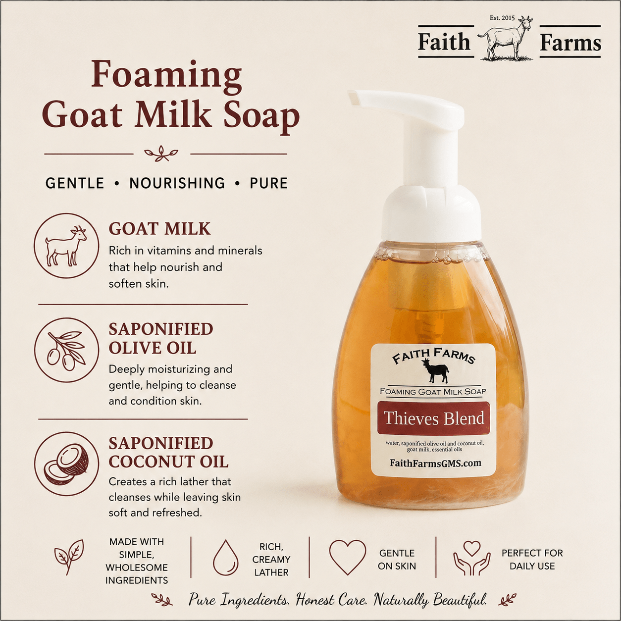 Thieves Blend Foaming Goat Milk Hand Soap - Faith Farms Goat Milk Soap