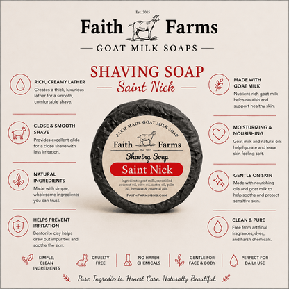 Saint Nick Men's Goat Milk Shaving Soap - Faith Farms Goat Milk Soap