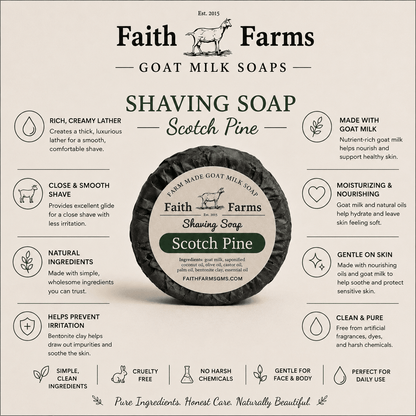 Scotch Pine Men's Goat Milk Shaving Soap - Faith Farms Goat Milk Soap