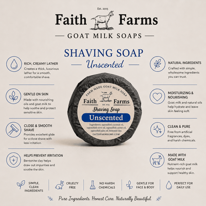 Unscented Men's Goat Milk Shaving Soap - Faith Farms Goat Milk Soap