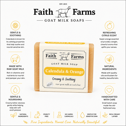 Calendula and Orange Goat Milk Soap - Faith Farms Goat Milk Soap