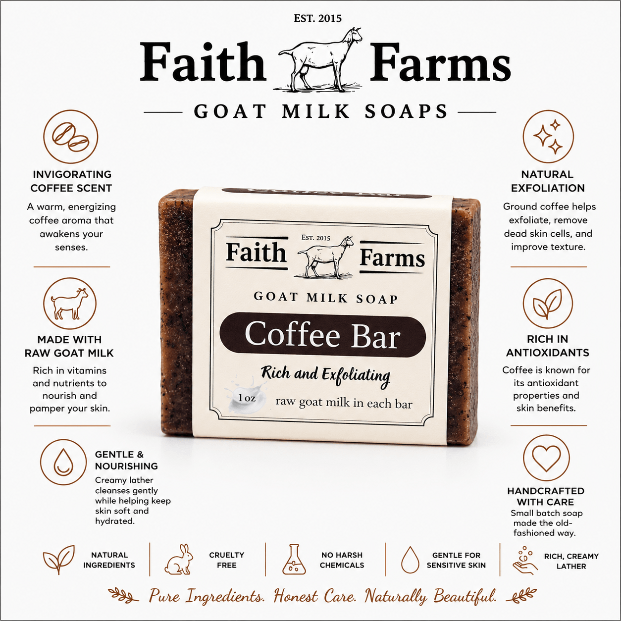 Coffee Goat Milk Soap - Faith Farms Goat Milk Soap