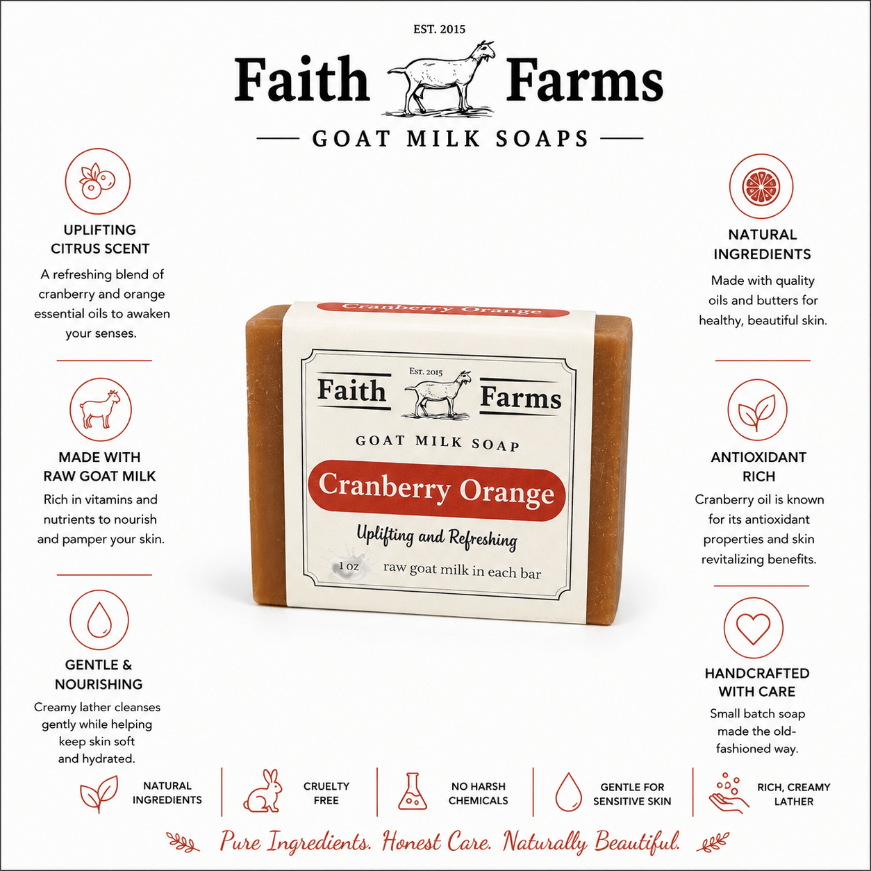 Cranberry Orange Goat Milk Soap - Faith Farms Goat Milk Soap