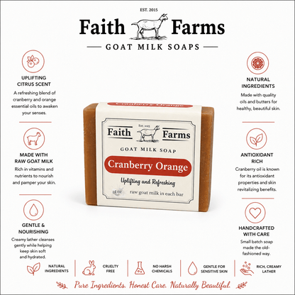 Cranberry Orange Goat Milk Soap - Faith Farms Goat Milk Soap