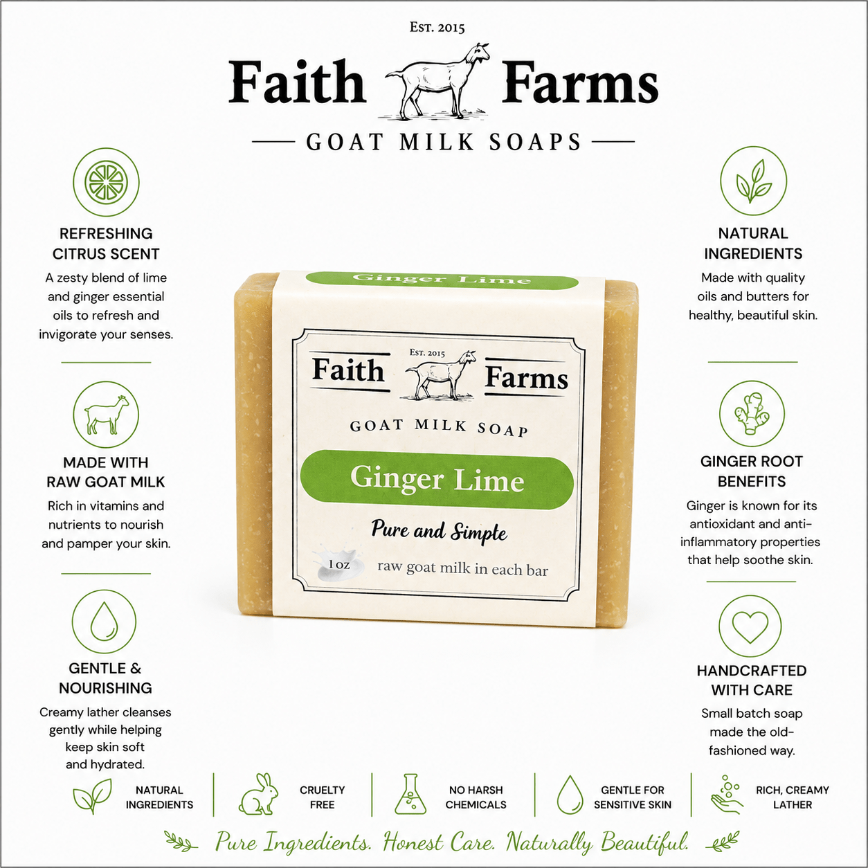 Ginger Lime Goat Milk Soap - Faith Farms Goat Milk Soap