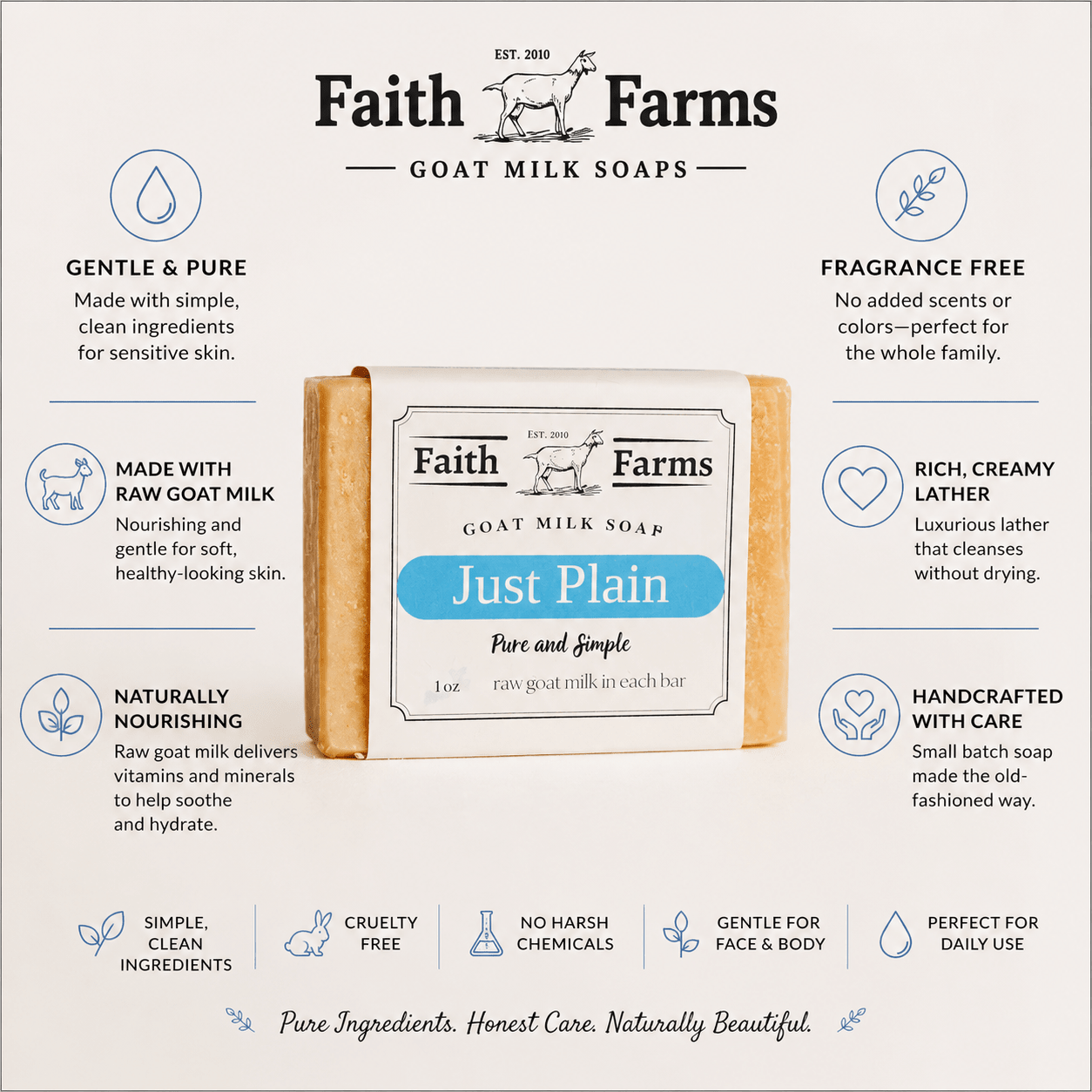 Just Plain Goat Milk Soap (Unscented) - Faith Farms Goat Milk Soap