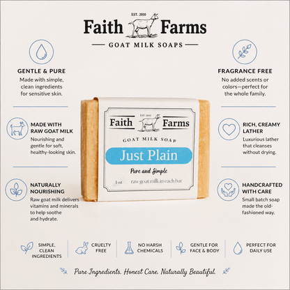 Just Plain Goat Milk Soap (Unscented) - Faith Farms Goat Milk Soap