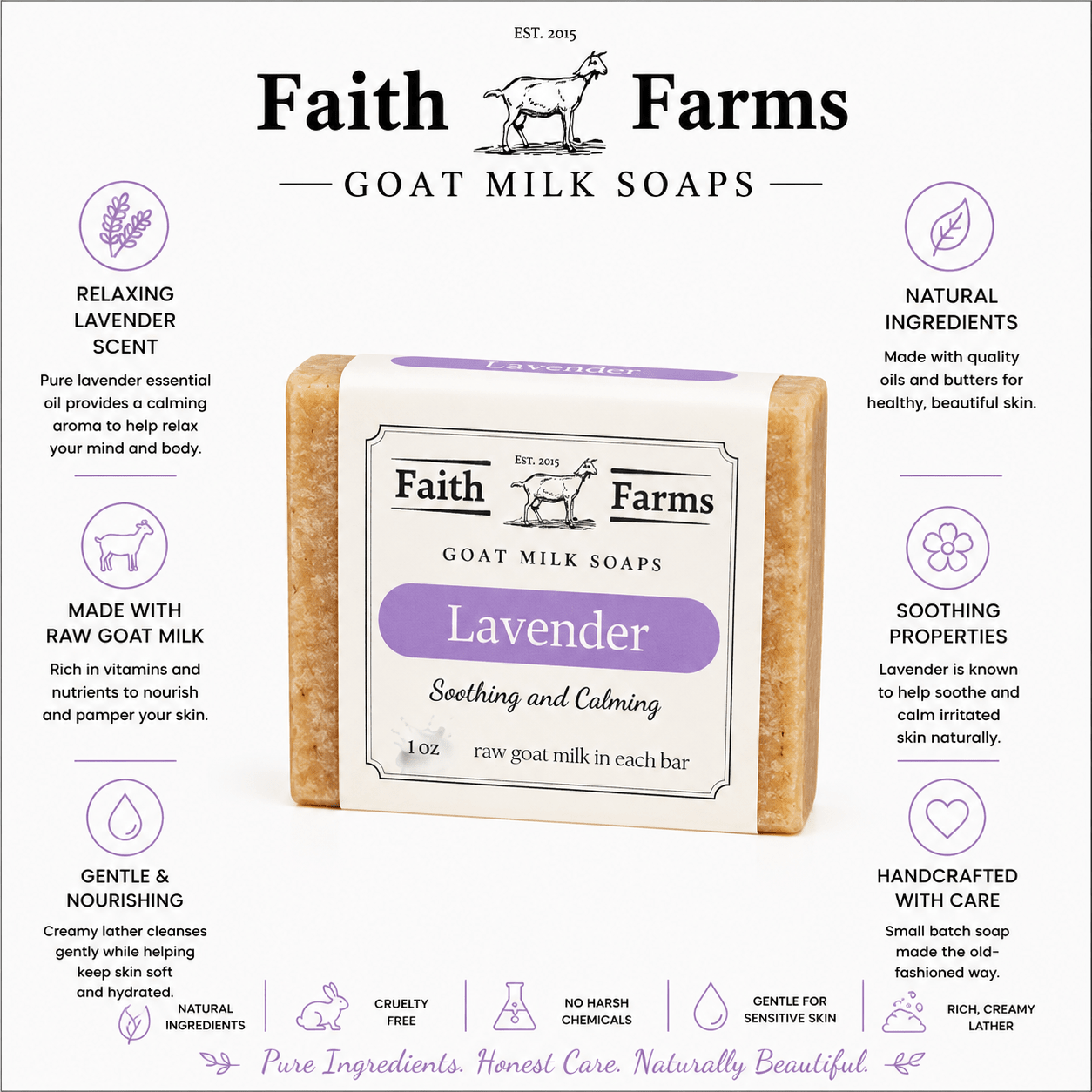 Lavender Goat Milk Soap - Faith Farms Goat Milk Soap
