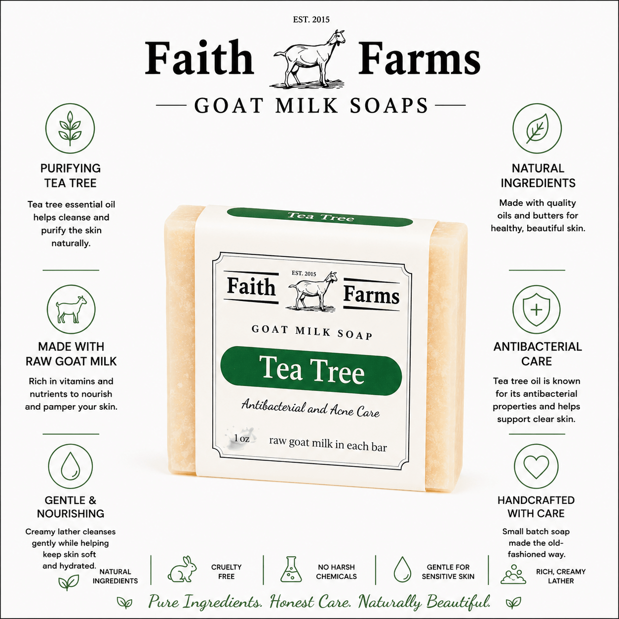 Tea Tree Goat Milk Soap - Faith Farms Goat Milk Soap