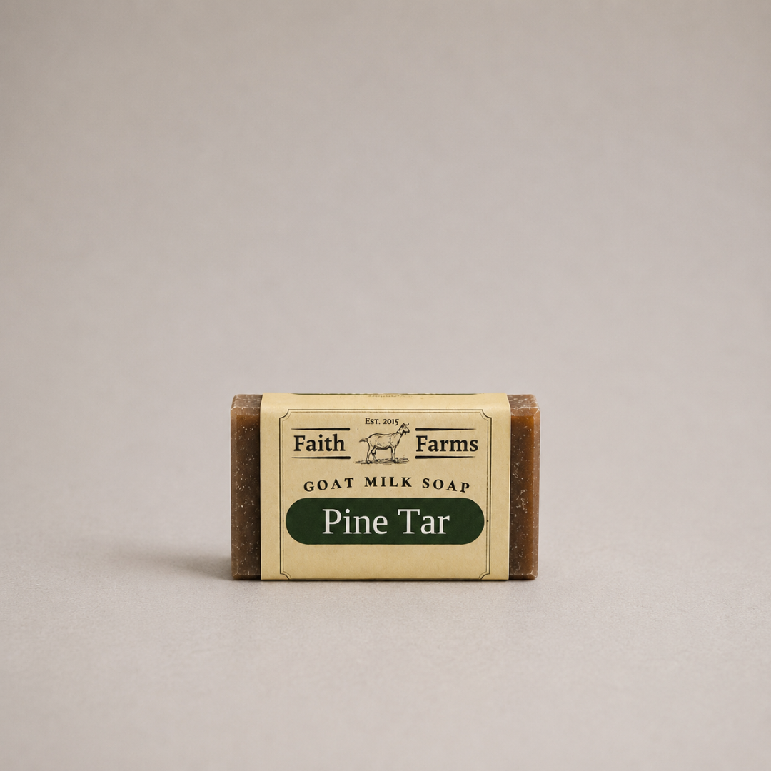 Pine Tar Travel Size Goat Milk Soap on white Background
