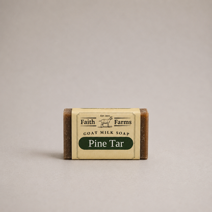 Pine Tar Travel Size Goat Milk Soap on white Background