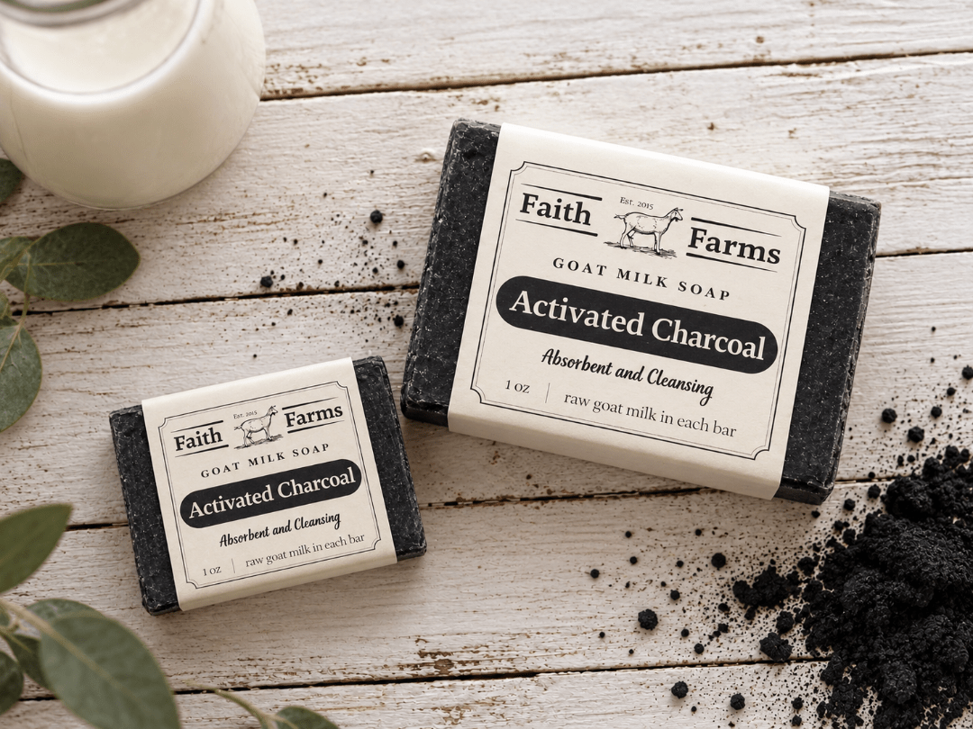 Activated Charcoal Goat Milk Soap (Unscented) - Faith Farms Goat Milk Soap