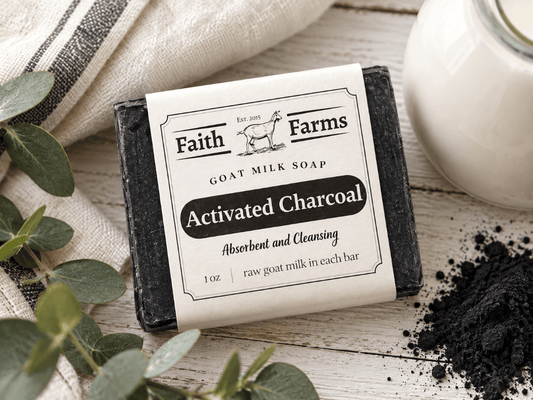 Activated Charcoal Goat Milk Soap (Unscented) - Faith Farms Goat Milk Soap