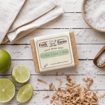 Cedar Lime + Salt Goat Milk Soap - Faith Farms Goat Milk Soap
