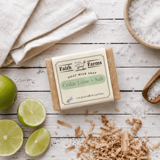 Cedar Lime + Salt Goat Milk Soap - Faith Farms Goat Milk Soap