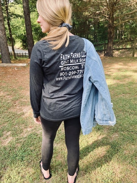 Faith Farms Floral Wreath - Women's Long Sleeve Shirt - Faith Farms Goat Milk Soap