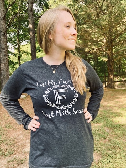 Faith Farms Floral Wreath - Women's Long Sleeve Shirt - Faith Farms Goat Milk Soap