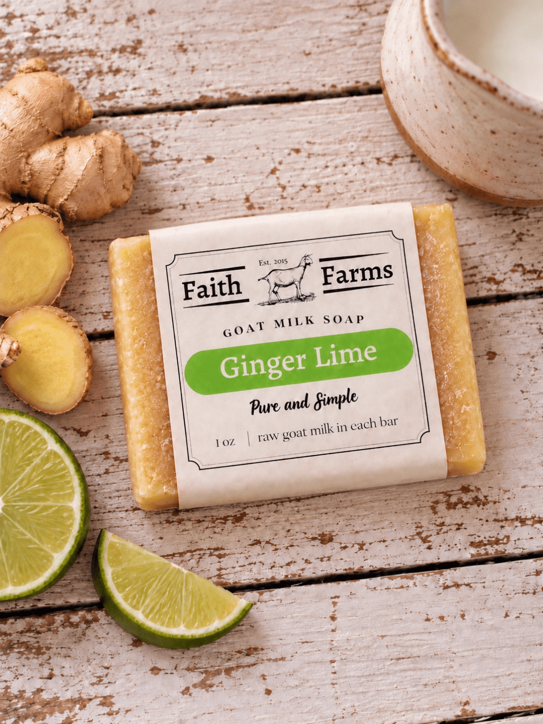 Ginger Lime Goat Milk Soap - Faith Farms Goat Milk Soap