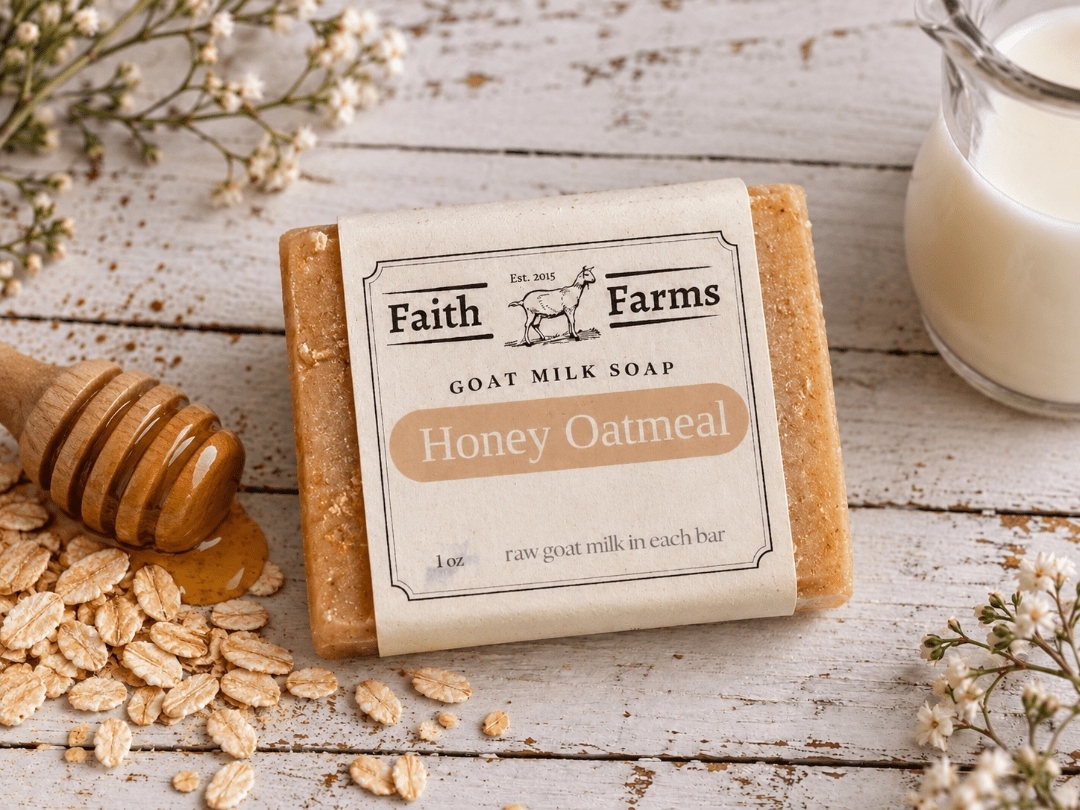 Honey Oatmeal Goat Milk Soap (Scented) - Faith Farms Goat Milk Soap