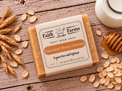 Honey Oatmeal Goat Milk Soap (Unscented) - Faith Farms Goat Milk Soap