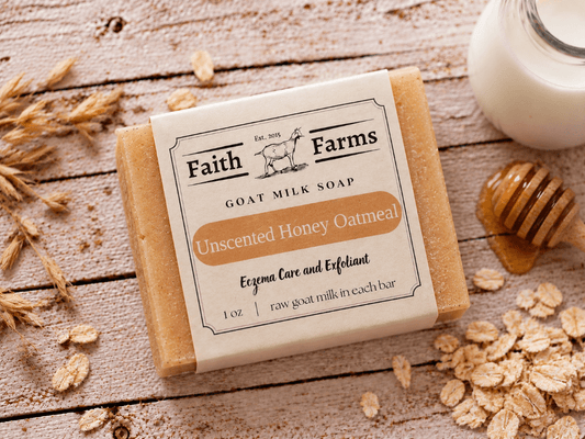 Honey Oatmeal Goat Milk Soap (Unscented) - Faith Farms Goat Milk Soap