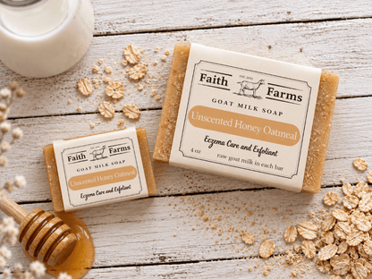Honey Oatmeal Goat Milk Soap (Unscented) - Faith Farms Goat Milk Soap
