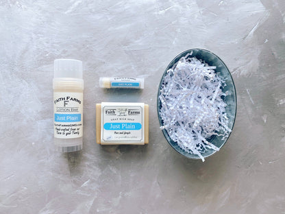 Just Plain Gift Set - Tin Bucket - Faith Farms Goat Milk Soap