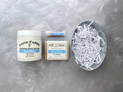 Just Plain Gift Tin with Whipped Body Butter - Faith Farms Goat Milk Soap