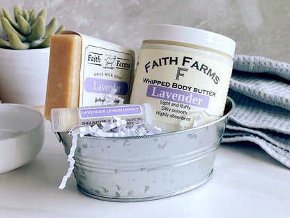 Lavender Gift Tin with Whipped Body Butter - Faith Farms Goat Milk Soap