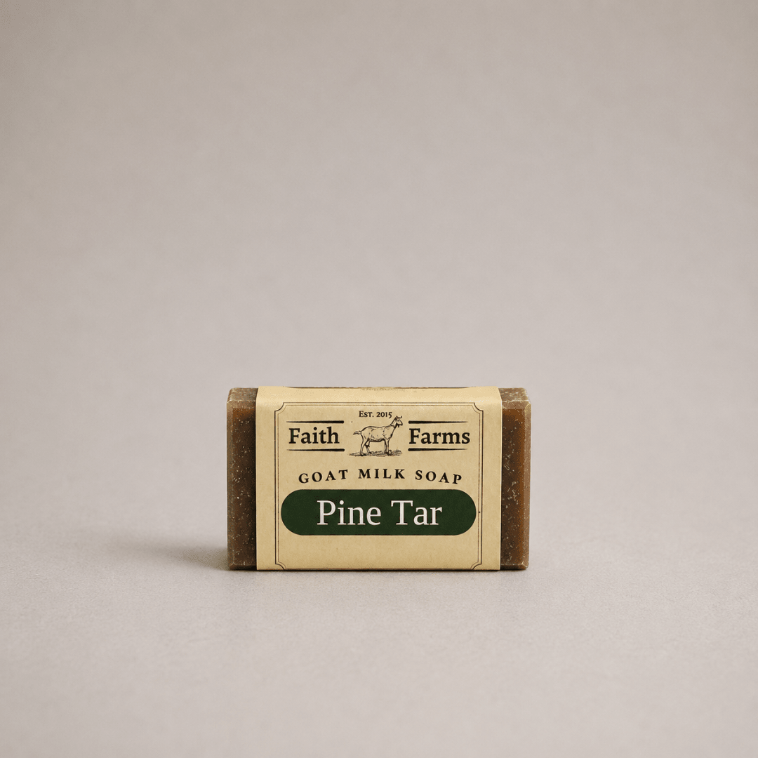 Handmade Pine Tar Goat Milk Soap bar made with fresh farm goat milk