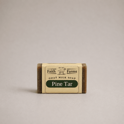 Handmade Pine Tar Goat Milk Soap bar made with fresh farm goat milk