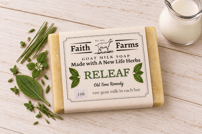 Releaf Goat Milk Soap (Unscented) - Faith Farms Goat Milk Soap