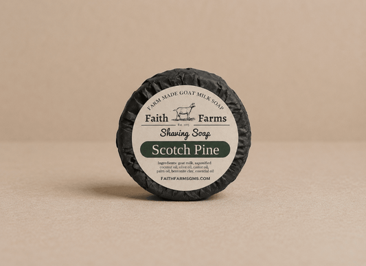 Scotch Pine Men's Goat Milk Shaving Soap with bentonite clay and woodsy pine scent