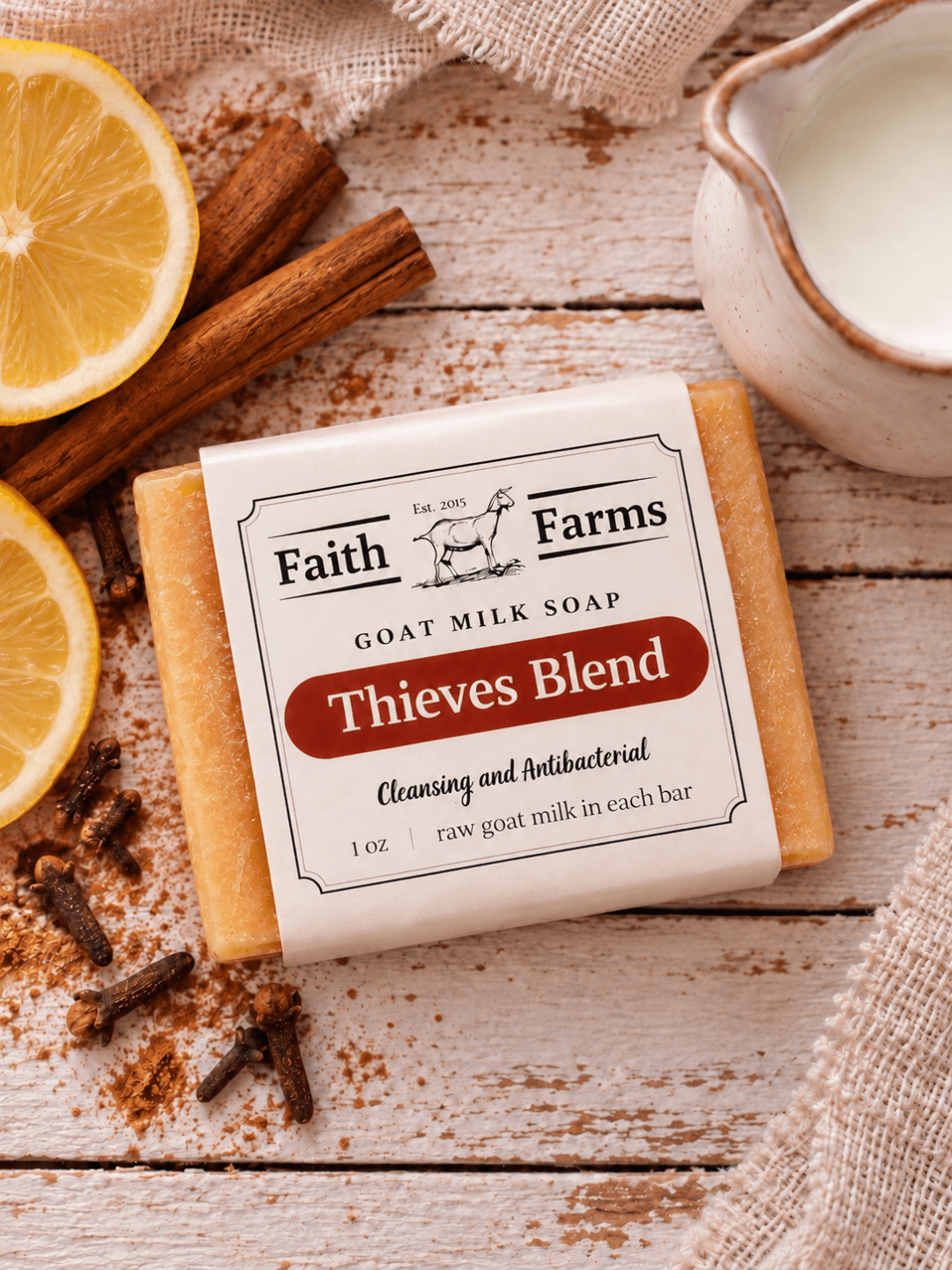 Thieves Blend Goat Milk Soap - Faith Farms Goat Milk Soap