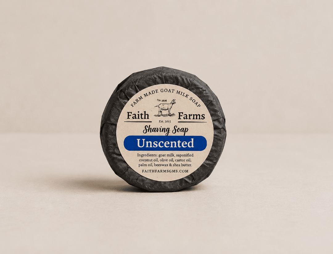 Unscented Goat Milk Shaving Soap for sensitive skin with rich lather and smooth wet shave performance